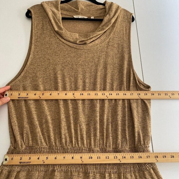 Soft Surroundings Kerry Dress 1X Sleeveless Smocked Waist Cowl Neck Tan - Picture 8 of 10